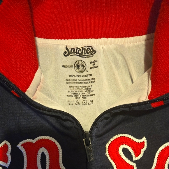 Boston Red Sox baseball Stitches Track Jacket MLB Awesome Full Zip Lined Medium - Picture 4 of 8